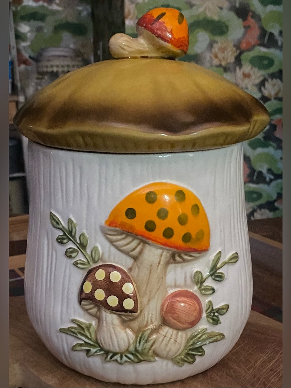 Vintage Merry Mushroom Sears 1978 Medium  Canister